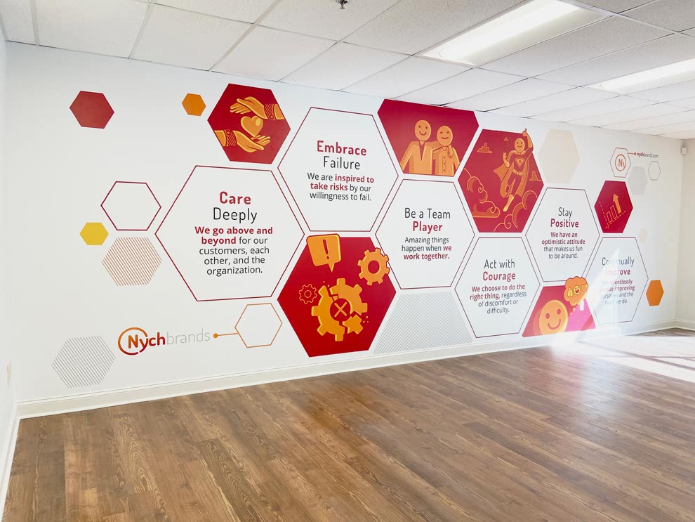 Office branding with adhesive vinyl graphics in Charlotte, NC