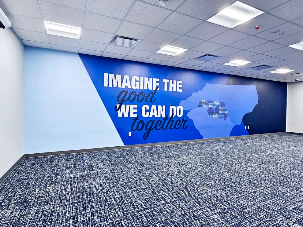 Workplace adhesive vinyl graphics installed in Charlotte, NC