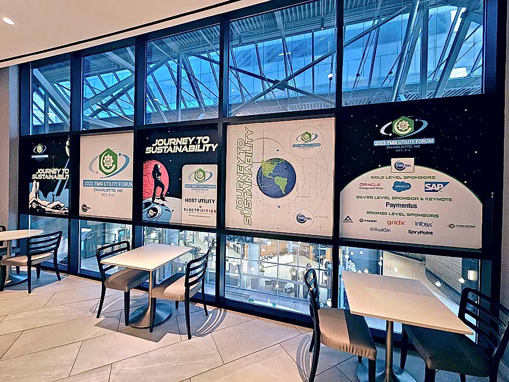 Branded adhesive vinyl for workplace branding in Charlotte, NC