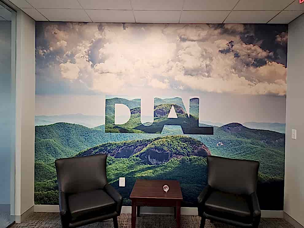  Branded adhesive vinyl wall wraps for workplace interiors in Concord, NC
