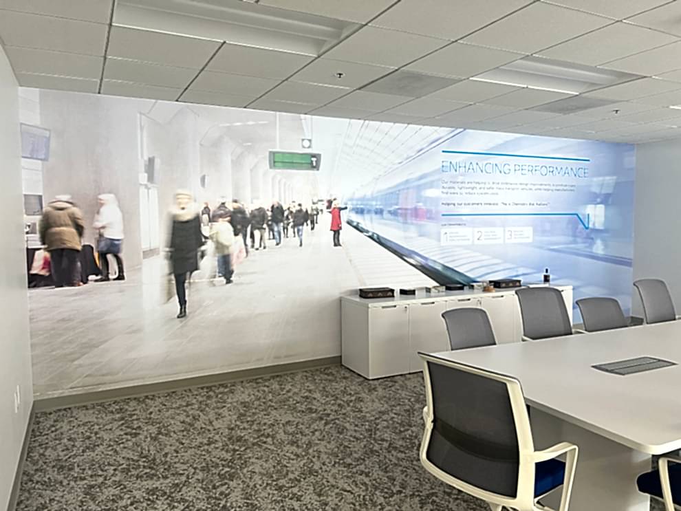 Workplace adhesive vinyl graphics installed in Concord, NC