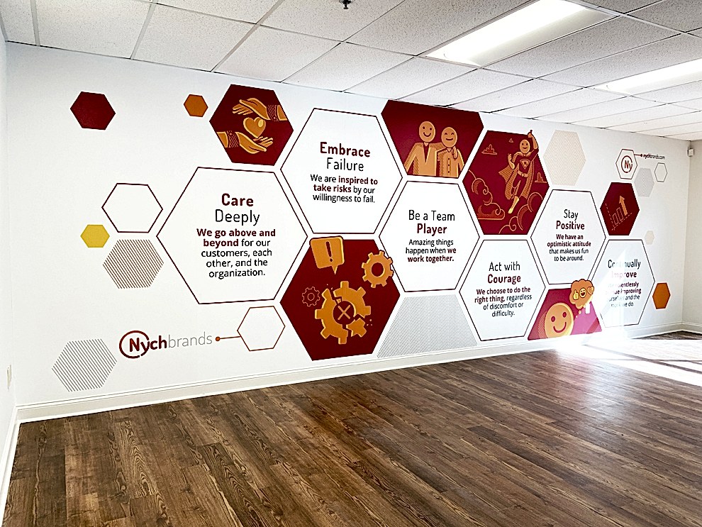 Office branding with adhesive vinyl graphics in Concord, NC
