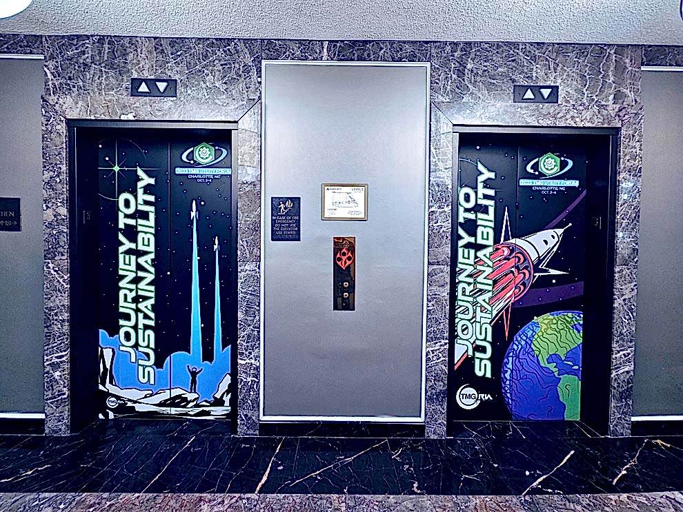 Branded office environments with adhesive vinyl in Concord, NC