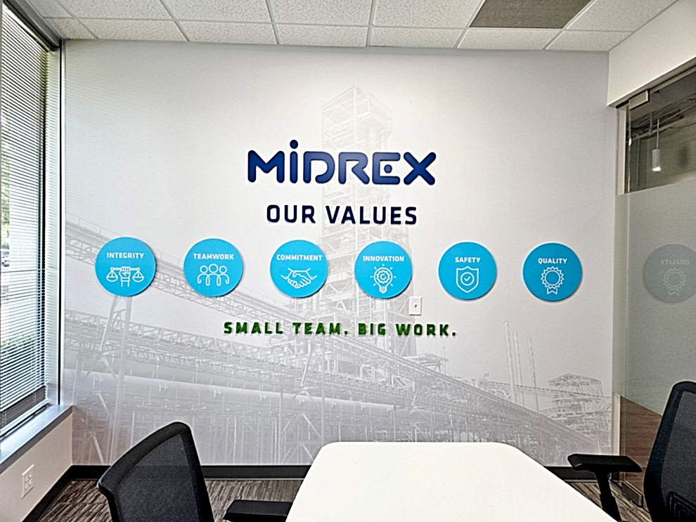 Custom signs and wall graphics enhancing workplace culture in Mooresville, NC