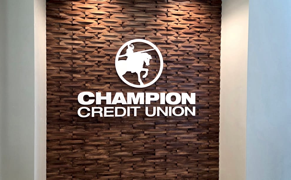 Dimensional Letters in Charlotte, NC designed and installed for corporate lobby wall branding