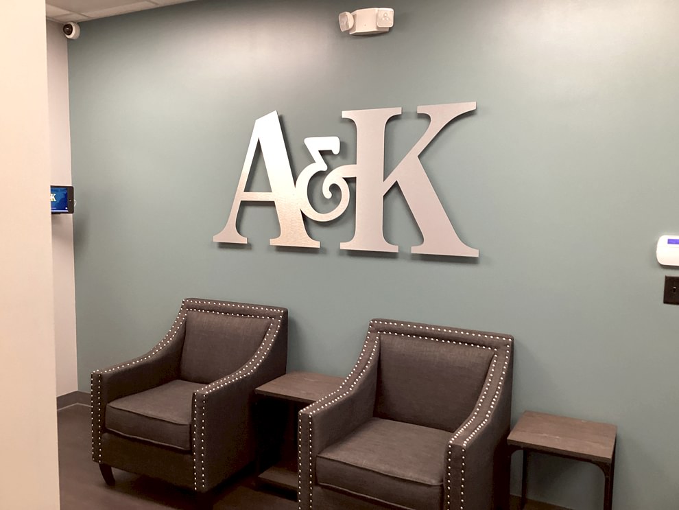 Dimensional Letters in Charlotte, NC designed and installed for company name wall displays