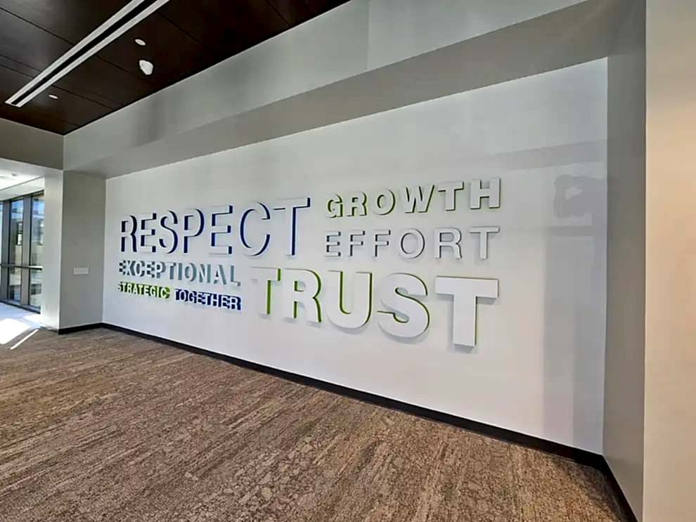 Dimensional Letters in Charlotte, NC designed and installed for professional corporate branding
