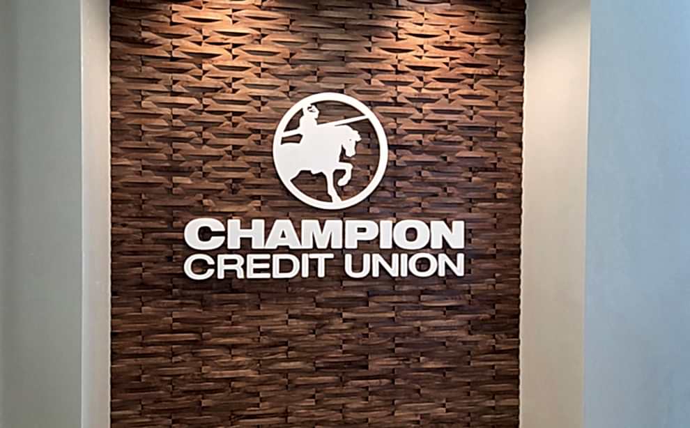 Dimensional Letters in Mooresville, NC designed and installed for corporate lobby wall branding