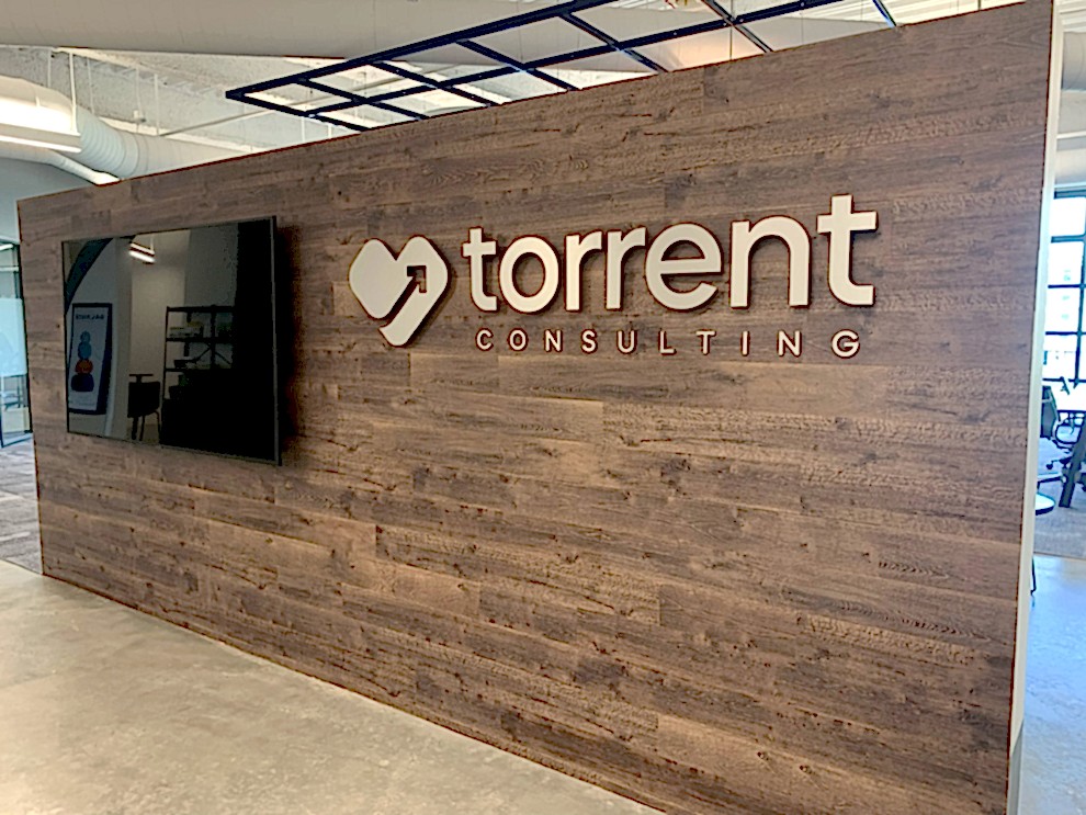 Dimensional Letters in Mooresville, NC designed and installed for office reception walls