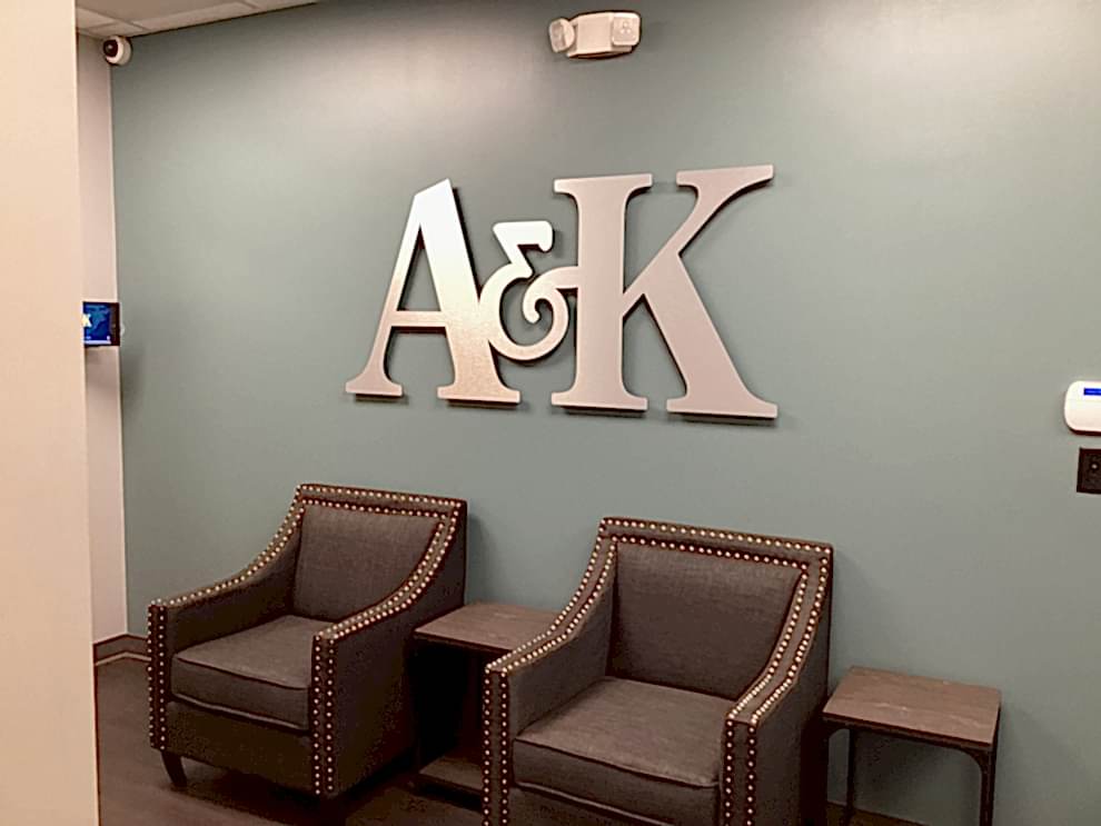 Dimensional Letters in Mooresville, NC designed and installed for company name wall displays