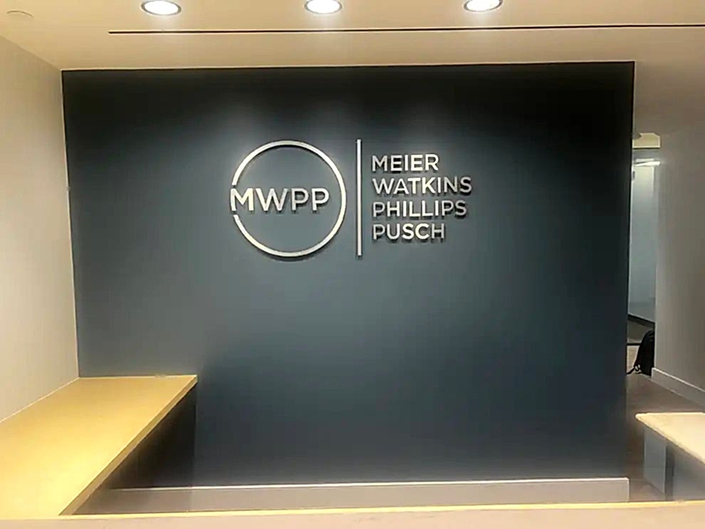 Dimensional Letters in Salisbury, NC designed and installed for office branding and commercial interiors