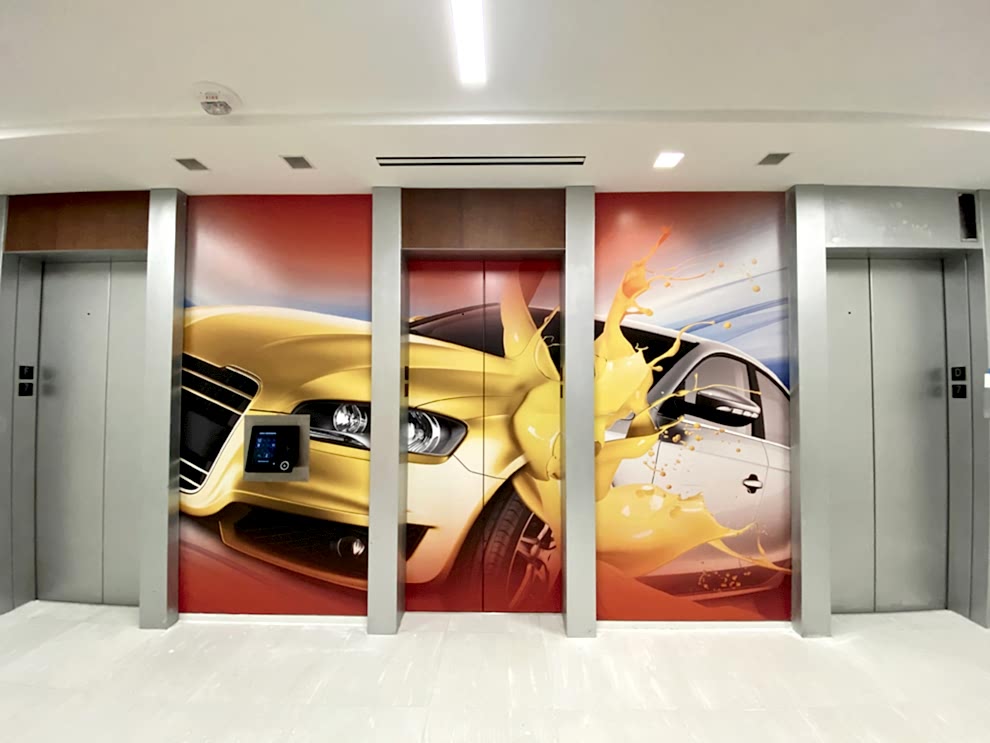 Elevator Wraps in Charlotte, NC designed and installed for conference centers and office lobbies