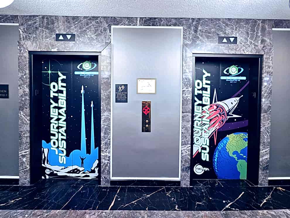 Elevator Wraps in Charlotte, NC designed and installed for elevator doors and cab interiors