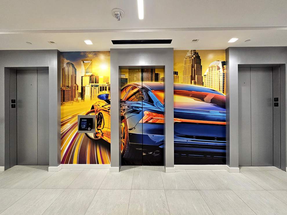 Environmental graphic design services for branded office interiors in Charlotte, NC
