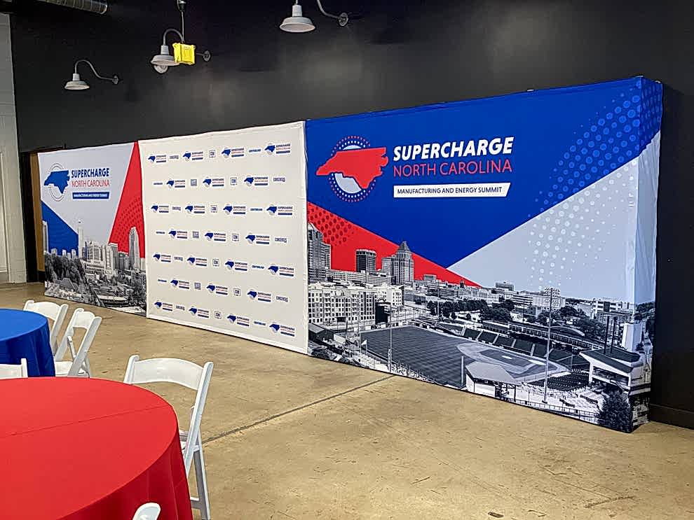 Portable fabric backdrops designed for conferences and trade shows in Charlotte, NC