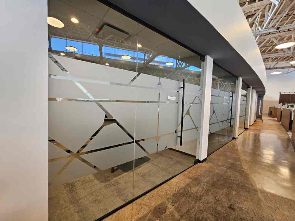 Frosted Vinyl in Charlotte, NC designed and installed for window graphics and corporate branding