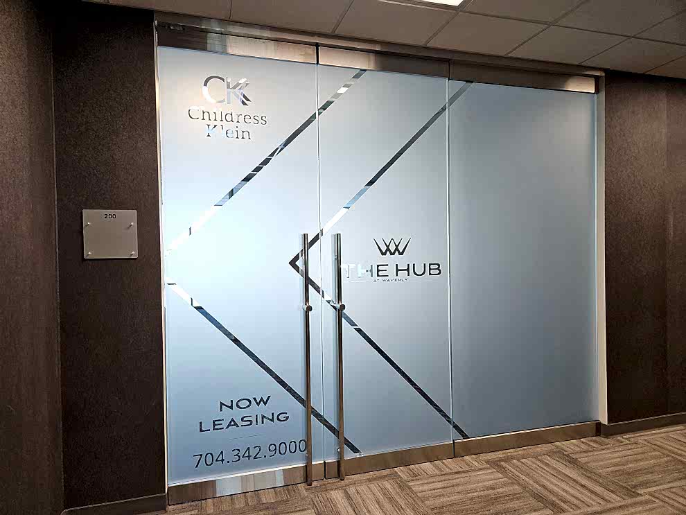 Frosted Vinyl in Charlotte, NC designed and installed for interior office windows and conference spaces