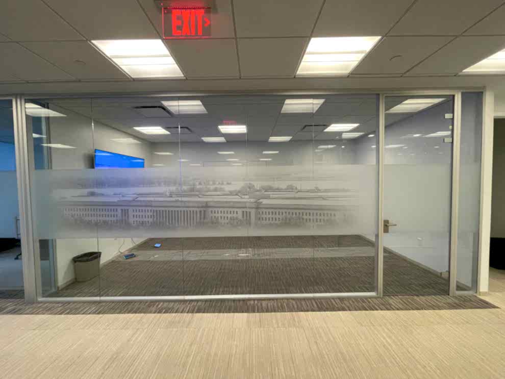 Frosted Vinyl in Charlotte, NC designed and installed for privacy film and meeting room graphics
