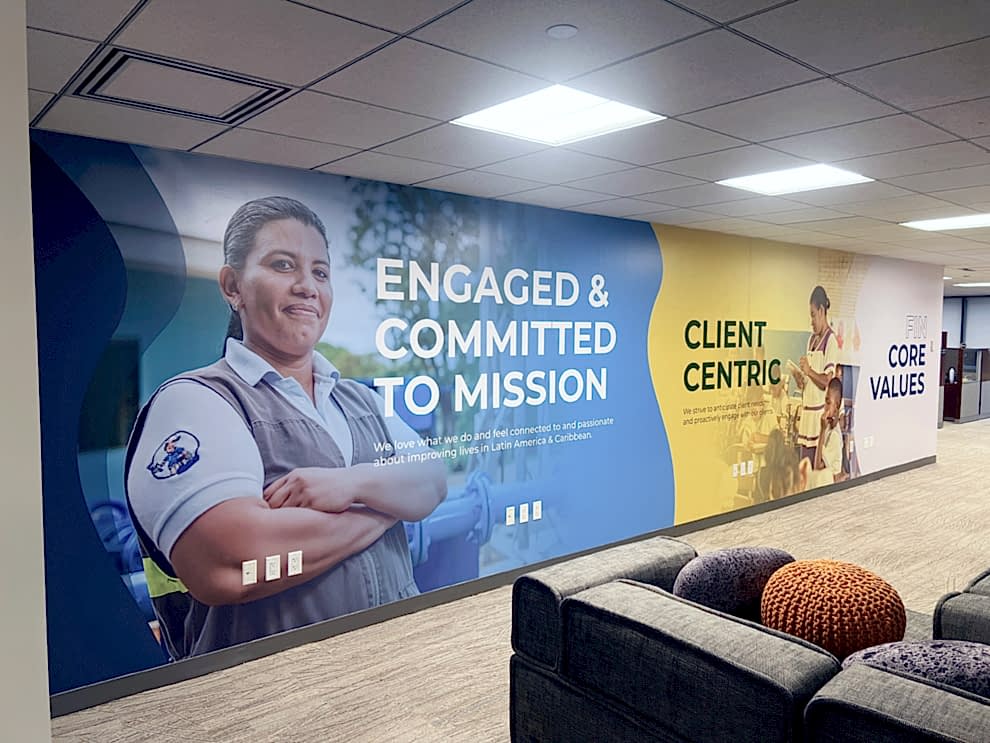 Sign Shop Charlotte NC designed and installed workplace wall graphics for brand expression