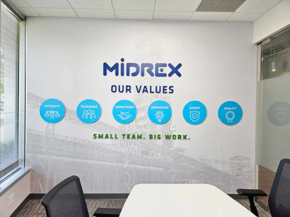 Sign Shop Charlotte NC designed and installed branded wall features for business interiors