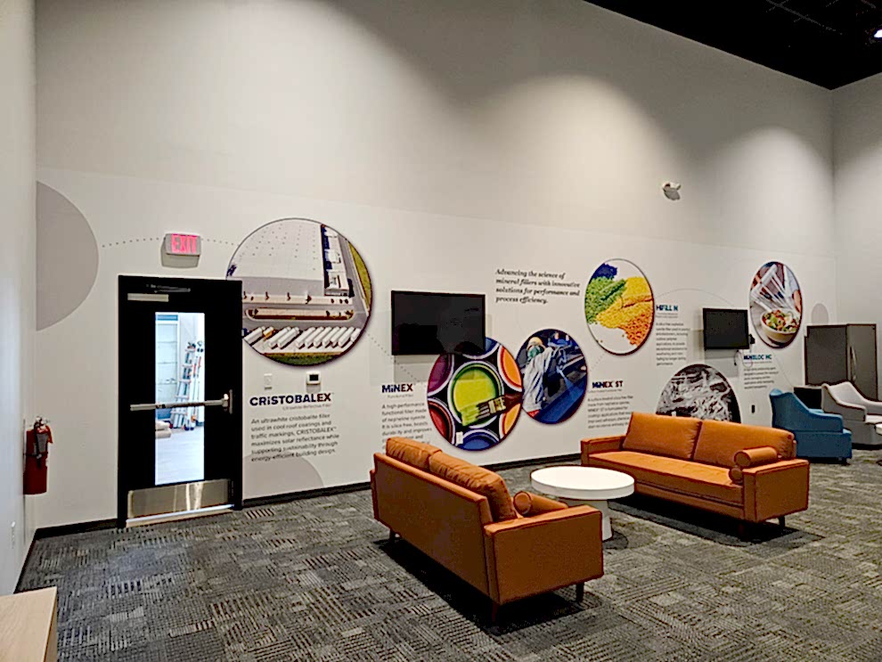 Sign Shop Charlotte NC designed and installed interior logo graphics for business offices