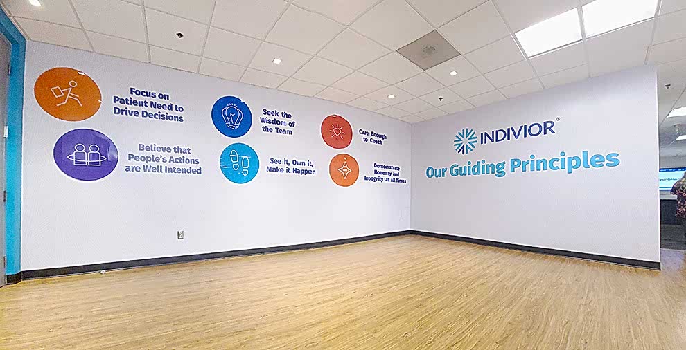 Lobby Signs Gastonia NC designed and installed with dimensional letters for corporate office interiors