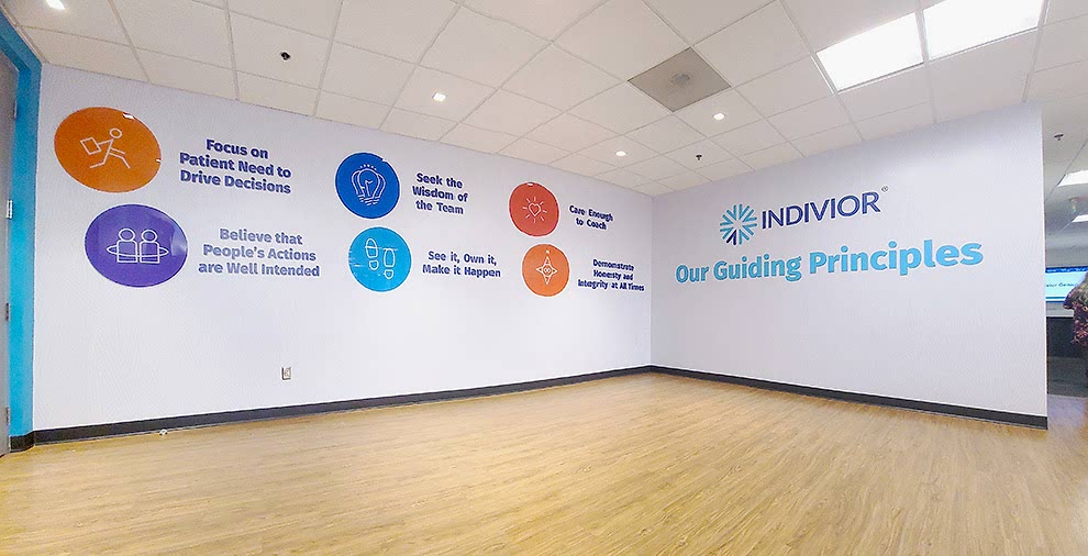 Lobby Signs Hickory NC designed and installed with dimensional letters for corporate office interiors
