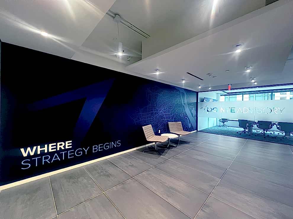 Window Graphics in Hickory, NC designed and installed for corporate interior glass partitions