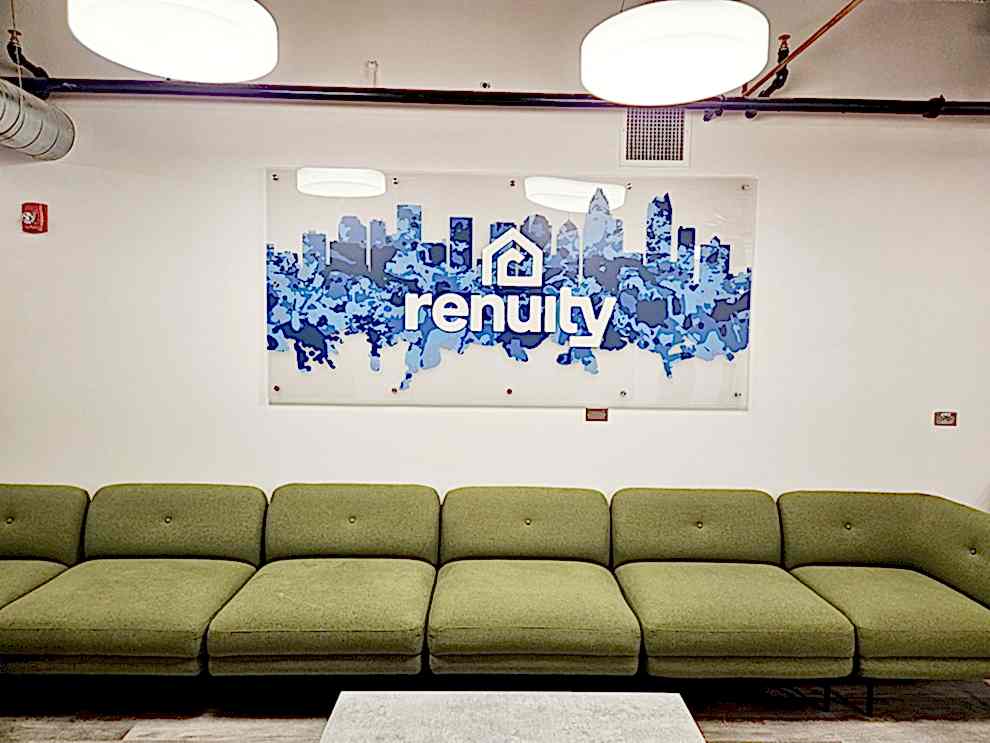 Lobby Signs Lincolnton NC designed and installed with acrylic standoff panels for branded workplace interiors