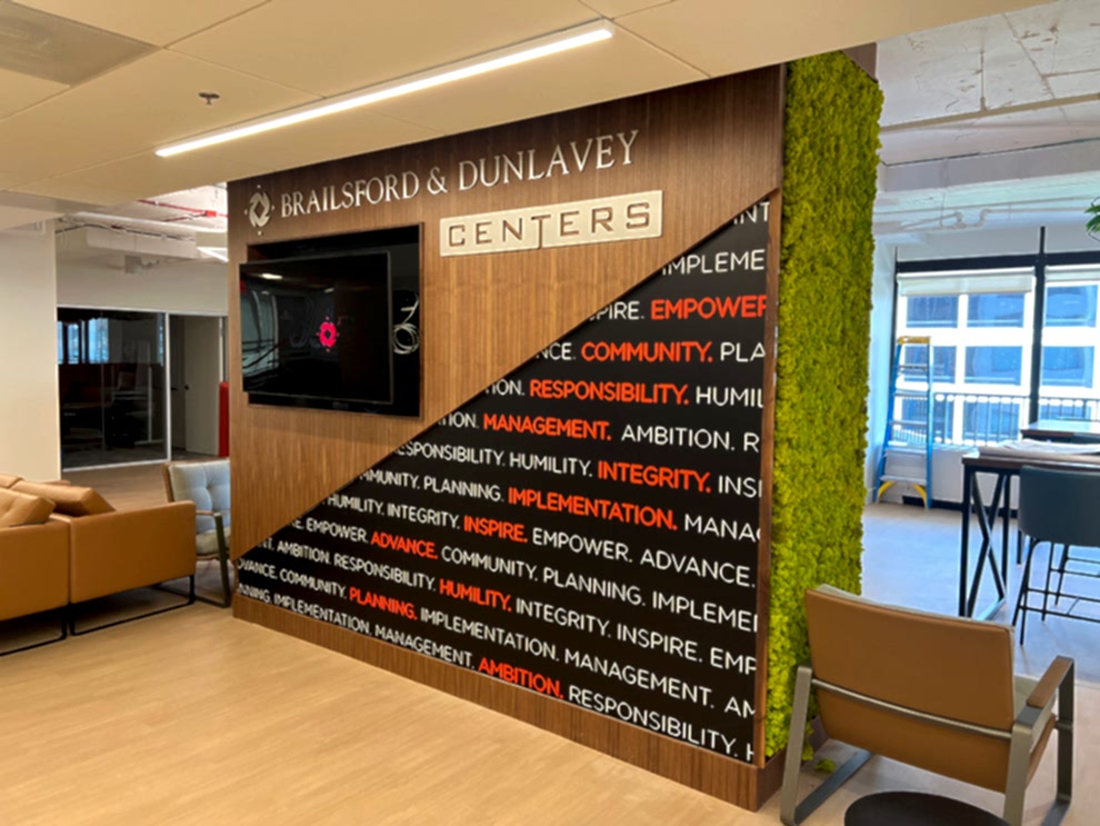 Lobby Signs Lincolnton NC designed and installed to modernize workplace reception areas with branded graphics