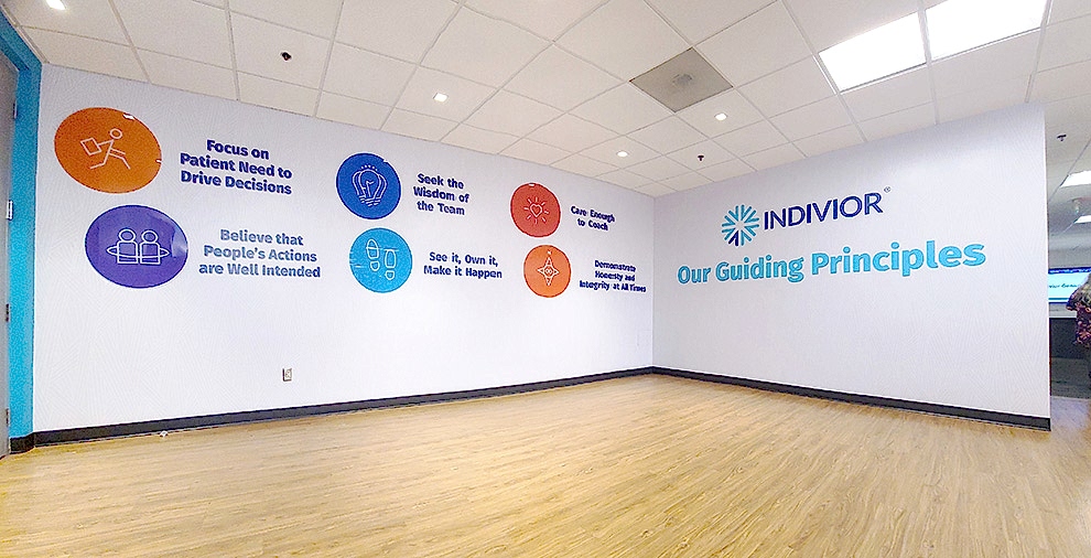 Lobby Signs Statesville NC designed and installed with dimensional letters for corporate office interiors