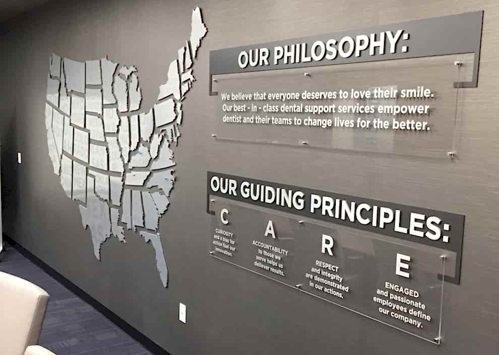 Mission statement wall display emphasizing core values for business Charlotte, NC