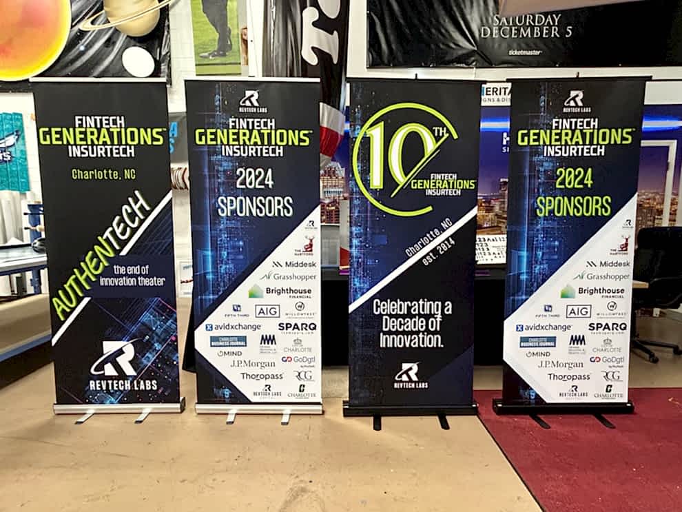Portable retractable banner for office branding in Concord, NC