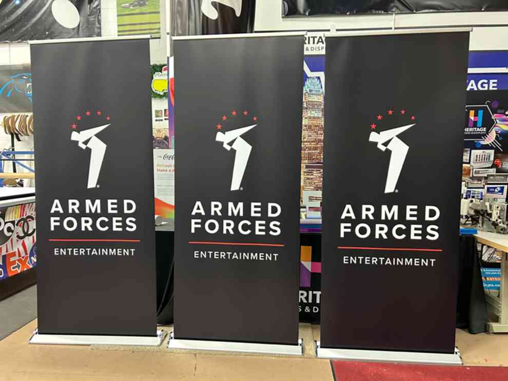 Event retractable banner display installed near Concord, NC