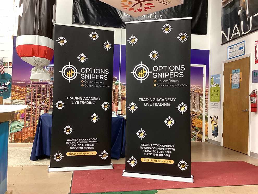 Roll up retractable banner display for event venue Concord, NC