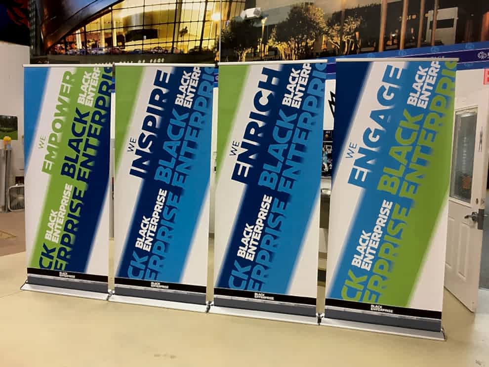 Pull up retractable banner stand with branded graphics Concord, NC