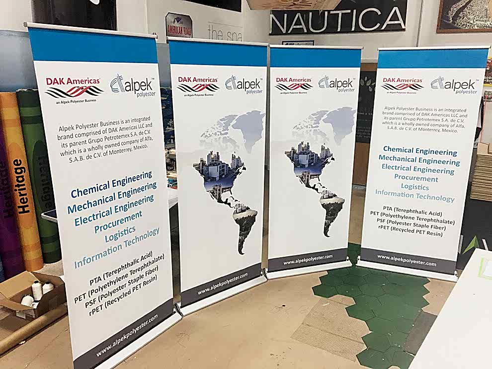 Custom retractable banner stand for workplace branding in Concord, NC