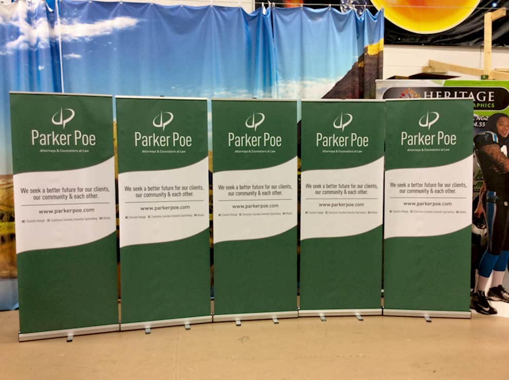 Branded retractable banner stand for trade show near Concord, NC