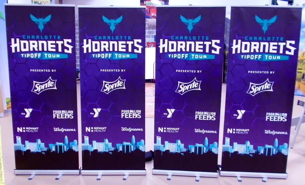 Branded retractable banner stand for trade show near Concord, NC
