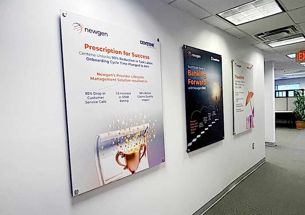 Standoff Mounted Signs in Charlotte, NC designed and installed with dimensional acrylic lettering for business interiors