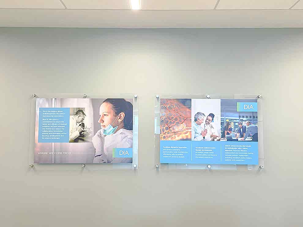 Standoff Mounted Signs in Charlotte, NC designed and installed for business offices and workplace branding