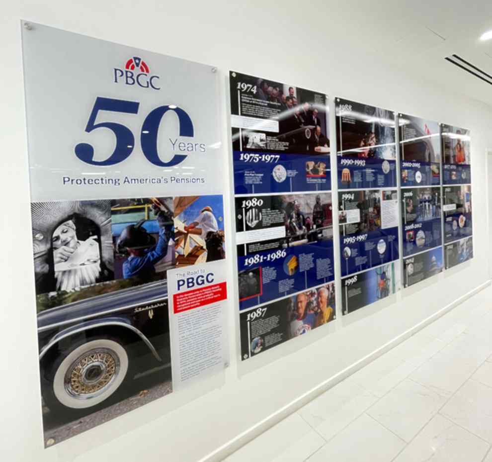 Standoff Mounted Signs in Concord, NC designed and installed for Plexiglass wall branding in workplaces