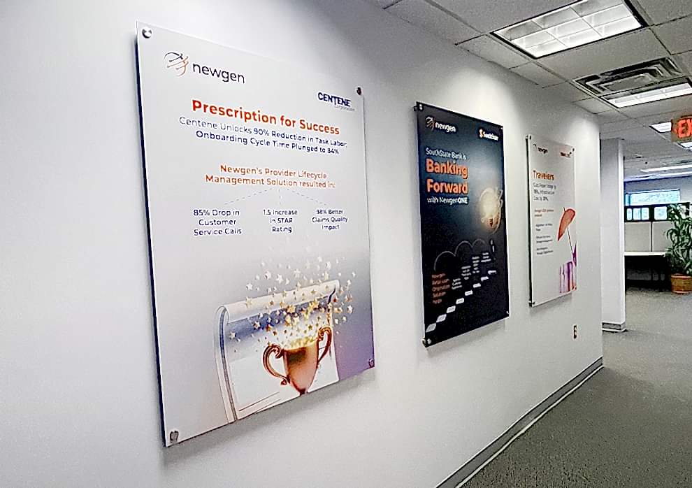 Standoff Mounted Signs in Concord, NC designed and installed with dimensional acrylic lettering for business interiors