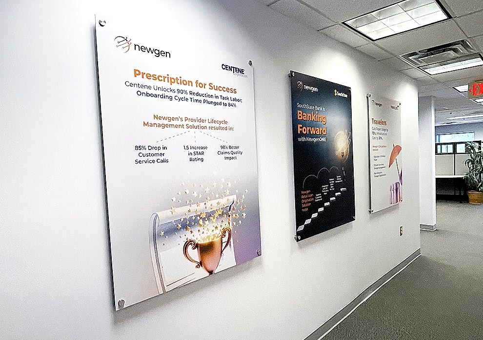 Standoff Mounted Signs in Fort Mill, SC designed and installed with dimensional acrylic lettering for business interiors