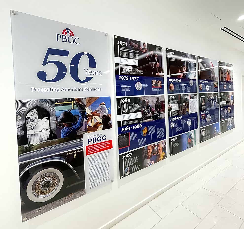 Standoff Mounted Signs in Gastonia, NC designed and installed for Plexiglass wall branding in workplaces