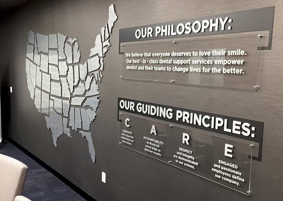 Standoff Mounted Signs in Salisbury, NC designed and installed for company logo displays and workplace interiors