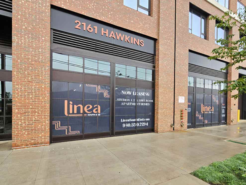 Storefront graphics with custom interior backlit sign installation Concord, NC