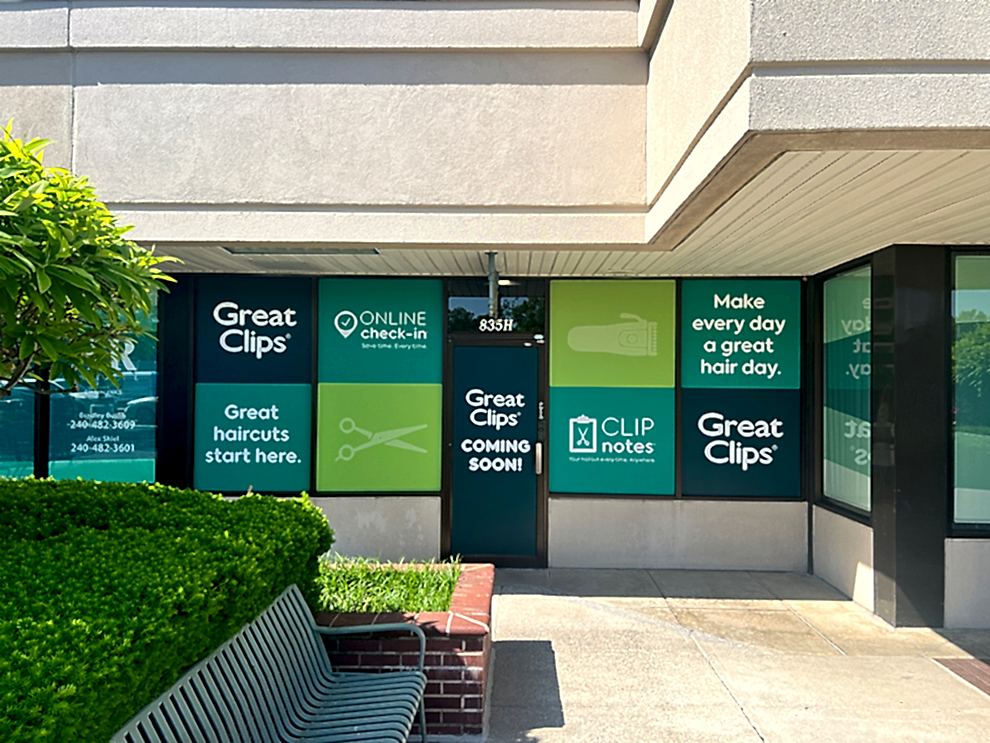 Branded storefront graphics and wall wrap signage Concord, NC
