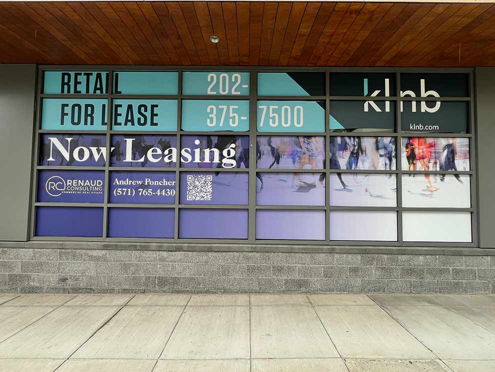 Custom storefront graphics installed for business branding in Gastonia, NC