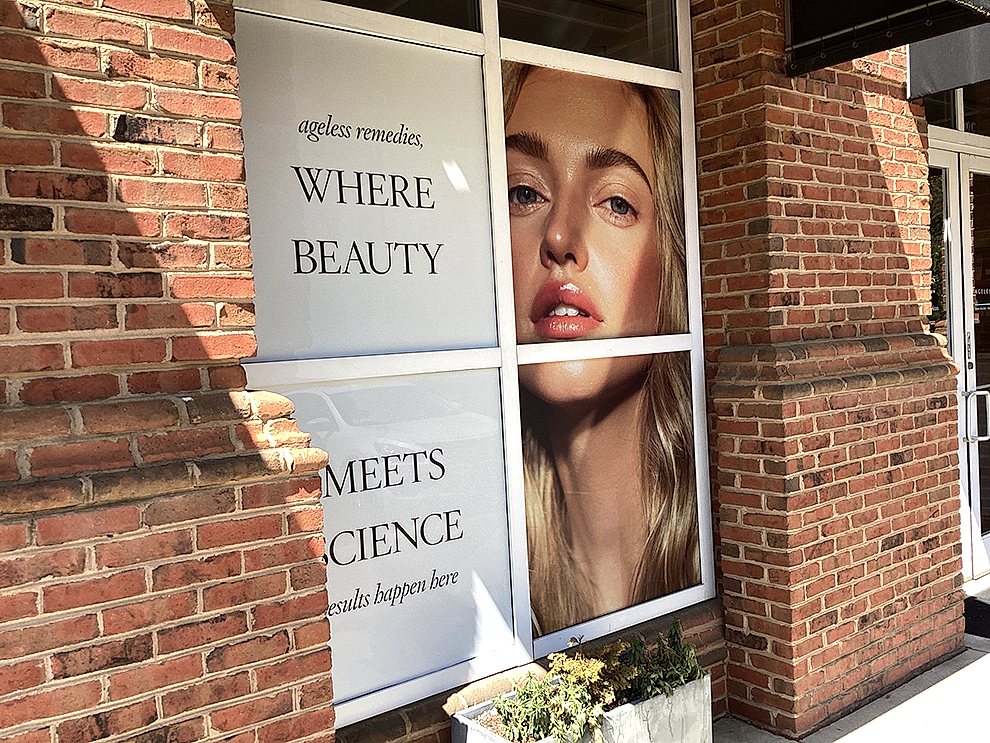 Business storefront graphics and window decals installed Hickory, NC